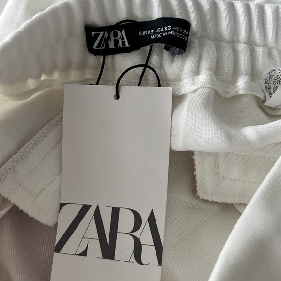ZARA FLOWY High-Waisted WIDE LEG MENSWEAR STYLE PANTS WHITE 2338/795 NWT Size XS - Picture 12 of 14